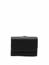 Chloé Flap Ring Detail Textured Fold Wallets In Black