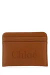 Chloé Chloe Sense Embroidered Logo Card Holder In Brown