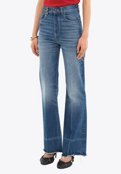 Chloé Washed-effect Boot-cut Jeans In Blue
