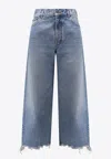 Chloé Frayed Hem Five-pocket Jeans With Belt Loops In Blue