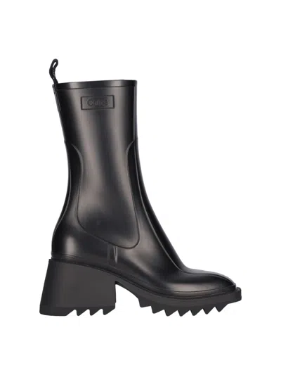 CHLOÉ CHLOÉ WATERPROOF WELLINGTON BOOTS "BETTY" – BLACK