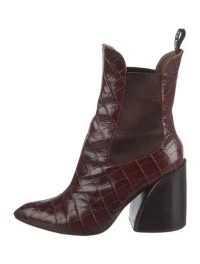 Pre-owned Chloé Wave Leather Chelsea Boots In Brown