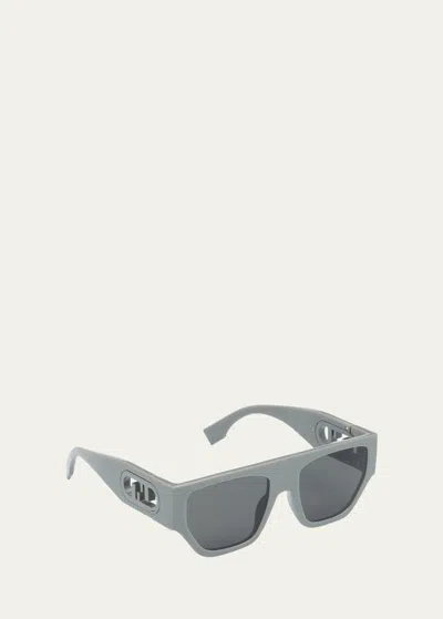 Chloé Wavy Acetate Rectangle Sunglasses In Gray