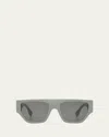 Chloé Wavy Acetate Rectangle Sunglasses In Shiny Transparent Light Brown