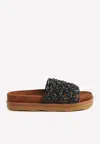 Chloé Wavy Braided Leather Flat Mules In Black
