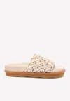 Chloé Wavy Braided Leather Flat Mules In Eggshell