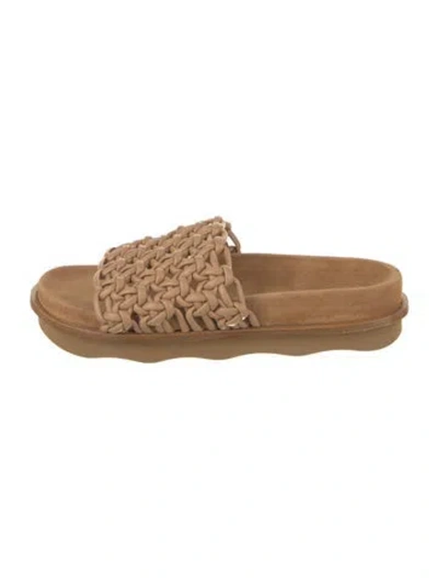 Pre-owned Chloé Wavy Leather Slides In Brown
