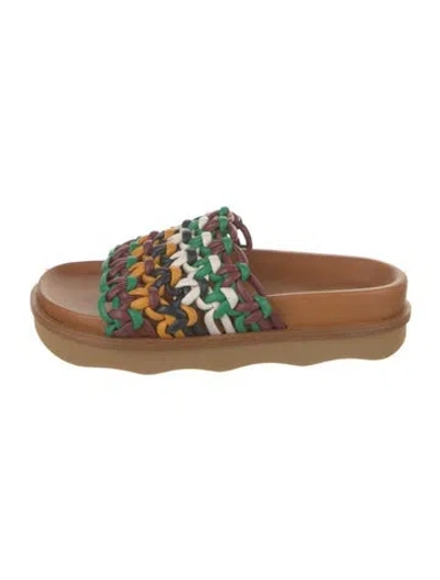 Pre-owned Chloé Wavy Leather Slides In Multi