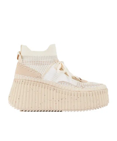Chloé Wedge Heel Casual Shoes In Beige