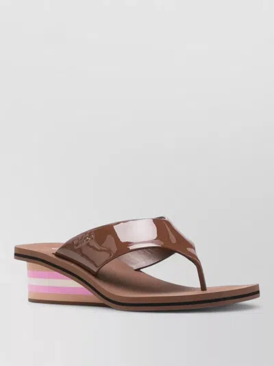 Chloé Wedge Sandal Patent Leather Striped Sole