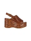 Chloé Womens Chloe Maxime Platform-sole Leather Wedges In Brown