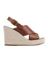 Chloé Pary Leather Espadrille Wedge Slingback Sandals In Nude