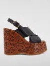 Chloé Maxime Leather Slingback Platform Wedge Sandals In Black