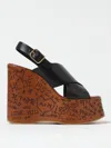 Chloé Maxime Leather Slingback Platform Wedge Sandals In Schwarz