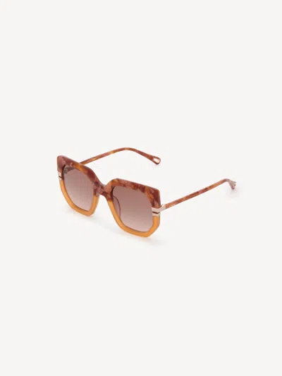 CHLOÉ CHLOÉ WEST BROWN CRYSTAL SUNGLASSES M