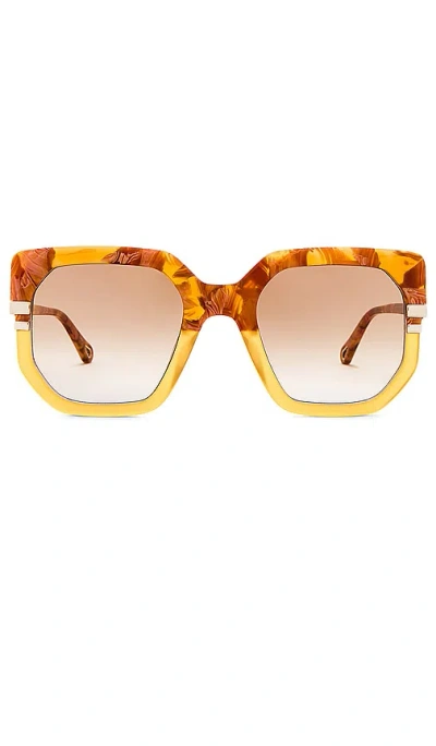 Chloé West Square Sunglasses In 棕色