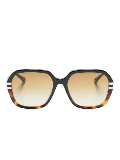 Chloé West Tortoiseshell Square-frame Sunglasses In Braun