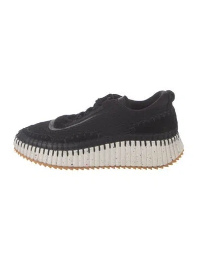 Pre-owned Chloé Whipstitch Trim Chunky Sneakers In Black