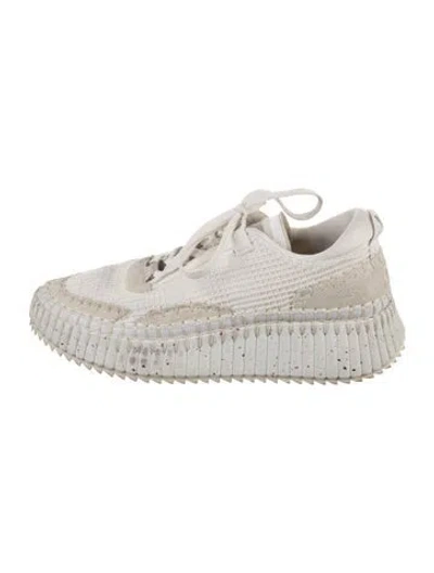 Pre-owned Chloé Whipstitch Trim Chunky Sneakers In White