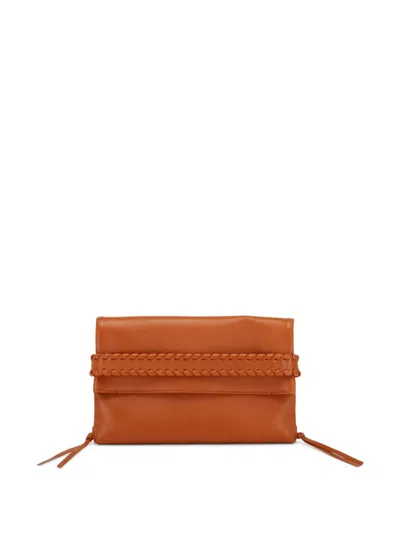 Chloé Whipstitch-trim Clutch Bag In Braun