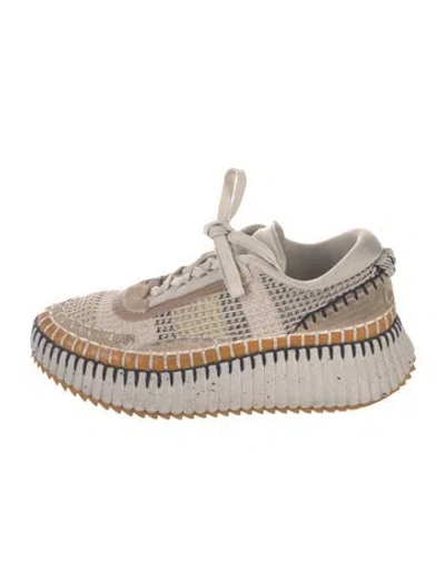 Pre-owned Chloé Whipstitch Trim Espadrille Sneakers In Neutral