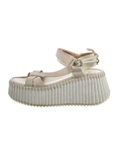 Pre-owned Chloé Whipstitch Trim Sandals In Neutral