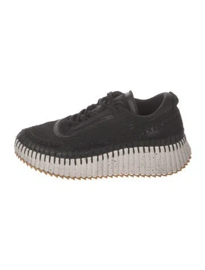 Pre-owned Chloé Whipstitch Trim Sneakers In Black