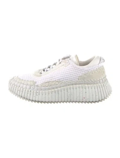 Pre-owned Chloé Whipstitch Trim Sneakers In White
