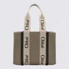 Chloé White And Blue Canvas Woody Medium Tote Bag