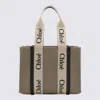 Chloé White And Blue Canvas Woody Medium Tote Bag In White - Blue 1