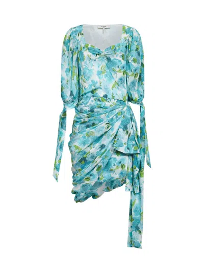 Chloé White And Blue Printed Silk Mini Dress