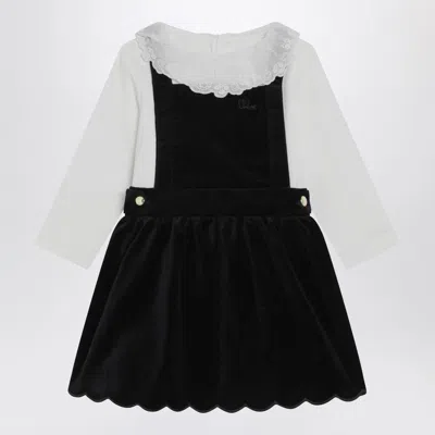 Chloé White And Blue Velvet Dress