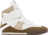 Chloé Kick Natural Brown High-top Sneaker In Mesh And Leather In 243 Natural Brown