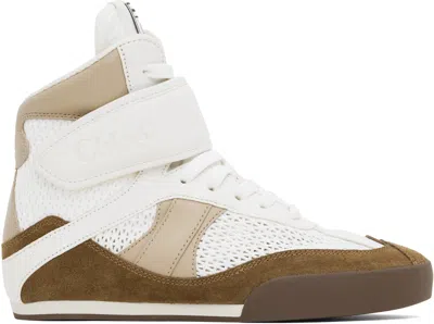 CHLOÉ WHITE & BROWN 'CHLOÉ KICK' SNEAKERS