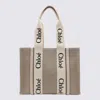 Chloé White And Pink Canvas Woody Medium Tote Bag