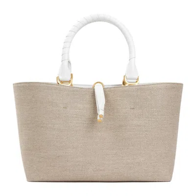 Chloé White And Sand Marcie Tote Bag In Neutrals