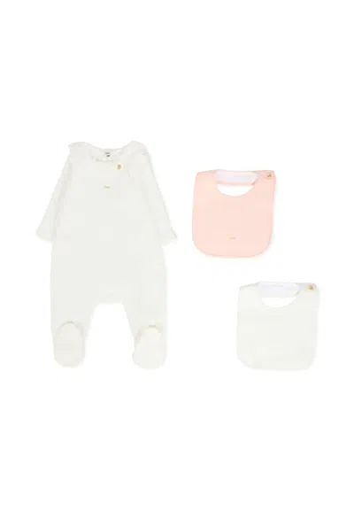 Chloé White Babygrow Set For Baby Girl With Logo