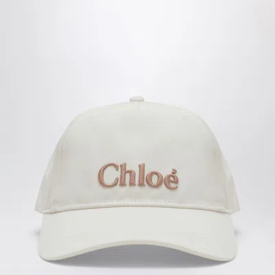 Chloé Kids' White Baseball Cap With Logo Embroidery
