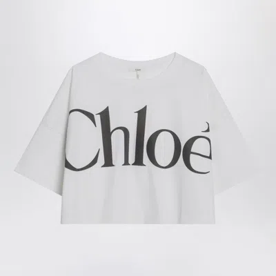 Chloé White Boxy T-shirt With Logo Print In Black