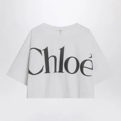 Chloé White Boxy T-shirt With Logo Print