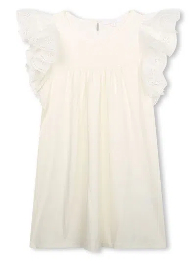 Chloé Kids' Broderie-anglaise Pleated Dress In White