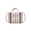 Chloé Woody Mini Eco Linen Tote Crossbody Bag In White