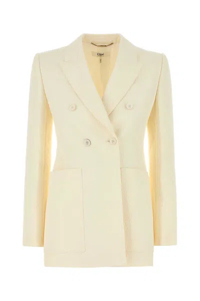 CHLOÉ WHITE COTTON BLEND BLAZER