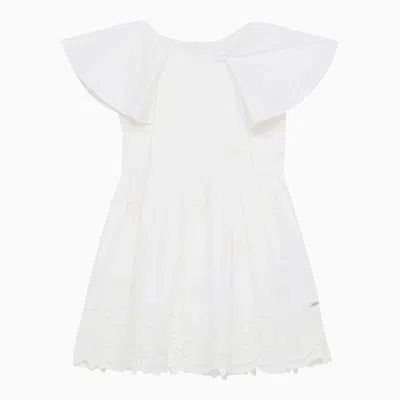 Chloé Kids' White Cotton Dress With Embroidery
