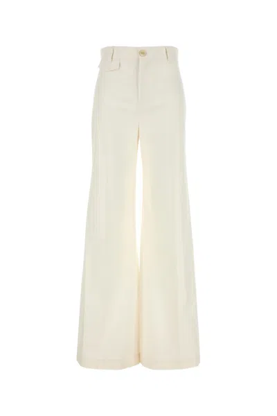 CHLOÉ PANTALONE IN COTONE BIANCO  DONNA