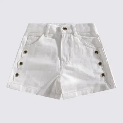 Chloé Kids' White Cotton Shorts In Bianco Sporco