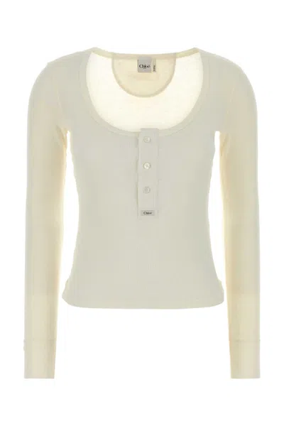 Chloé Chloe Women White Cotton T-shirt In Neutral