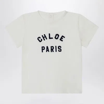 Chloé White Cotton T-shirt With Embroidered Logo
