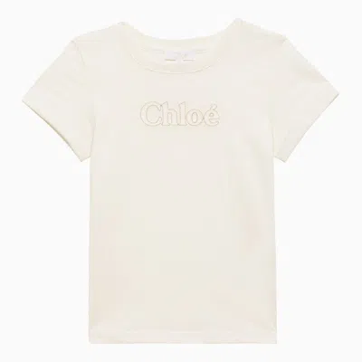 Chloé White Cotton T-shirt With Logo