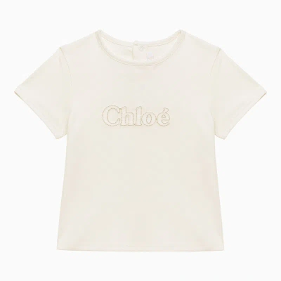 Chloé White Cotton T-shirt With Logo